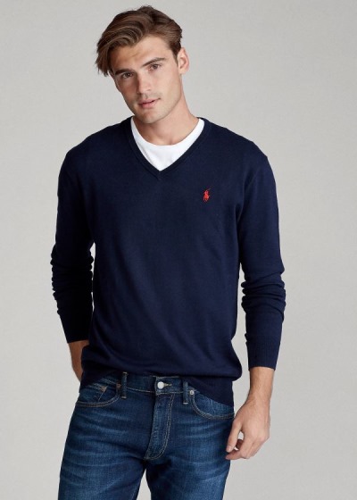 Men's Polo Ralph Lauren Cotton V-Neck Sweater | 582096JOP